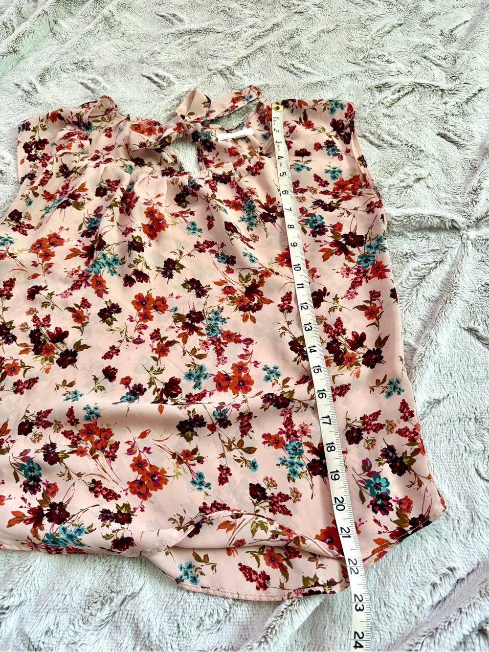 LC Lauren Conrad Blush Pink Floral Tie-Neck Shell - Picture 5 of 5
